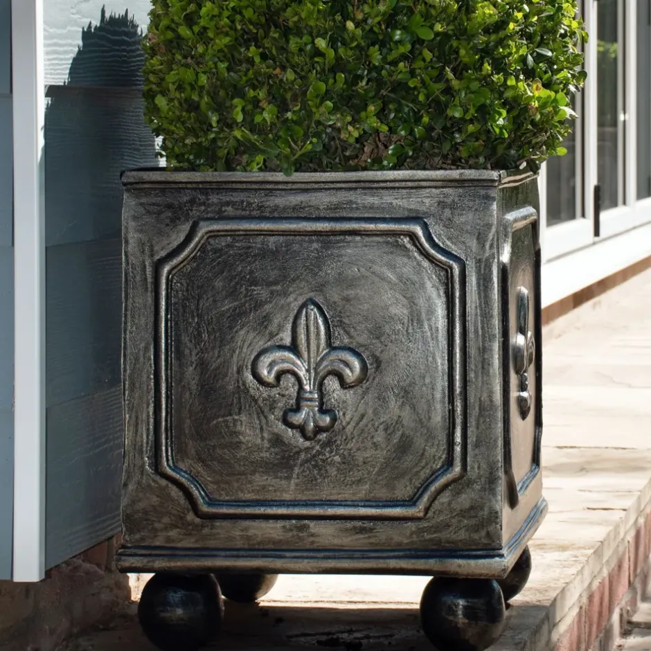 Statues & Sculptures Square^Fleur-De-Lis Metal Garden Planter