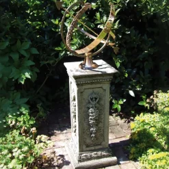 Statues & Sculptures Armillary Sundials^Floral Armillary Stone Garden Sundial