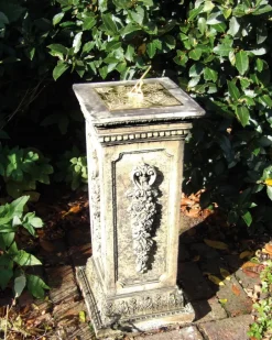 Statues & Sculptures Garden Sundials^Floral Brass Stone Garden Sundial