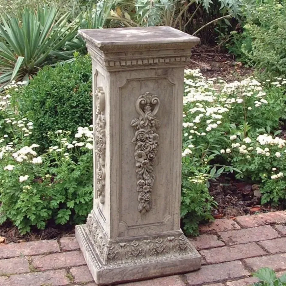 Statues & Sculptures Plinths & Pedestals^Floral Column Stone Garden Pedestal