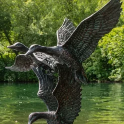 Statues & Sculptures Ducks^Flying Ducks 82cm Bronze Metal Garden Statue