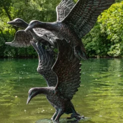 Statues & Sculptures Ducks^Flying Ducks 82cm Bronze Metal Garden Statue