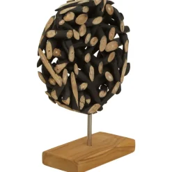 Statues & Sculptures Table Top|Abstract^Forest Orb 35cm Black Wood Indoor Sculpture