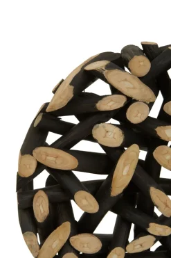Statues & Sculptures Table Top|Abstract^Forest Orb 50cm Black Wood Indoor Sculpture