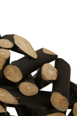 Statues & Sculptures Table Top|Abstract^Forest Orb 50cm Black Wood Indoor Sculpture