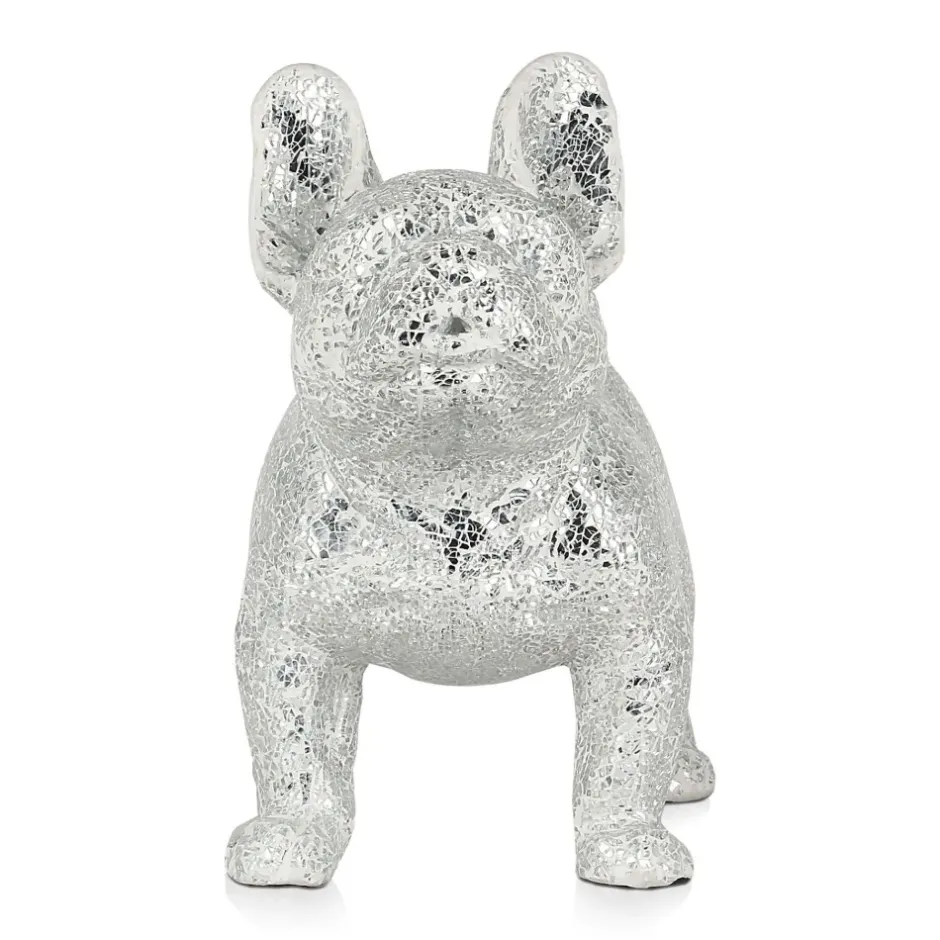 Statues & Sculptures Table Top|Floor Standing^French Bulldog 38cm Silver Resin Indoor Sculpture