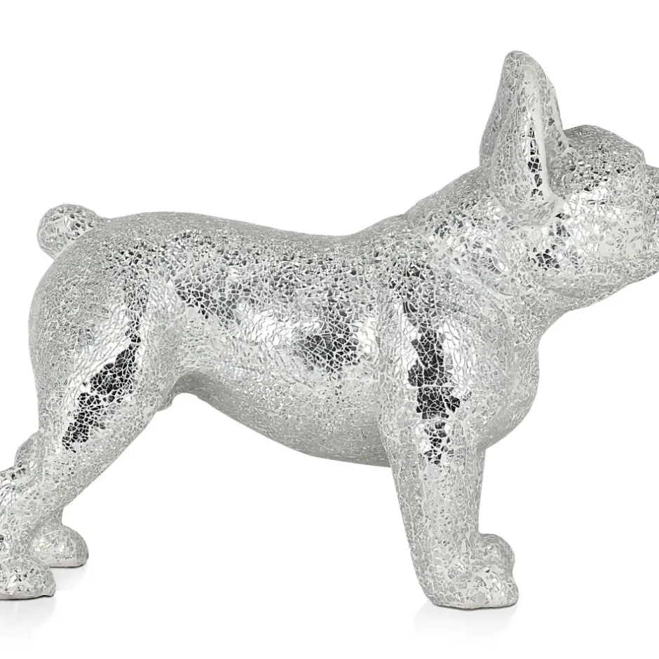 Statues & Sculptures Table Top|Floor Standing^French Bulldog 38cm Silver Resin Indoor Sculpture