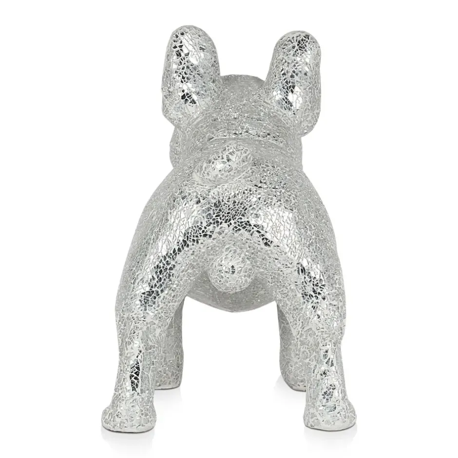 Statues & Sculptures Table Top|Floor Standing^French Bulldog 38cm Silver Resin Indoor Sculpture
