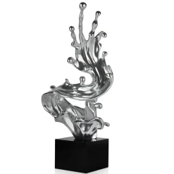 Statues & Sculptures Floor Standing|Abstract^Frozen Motion 86cm Silver Resin Indoor Sculpture