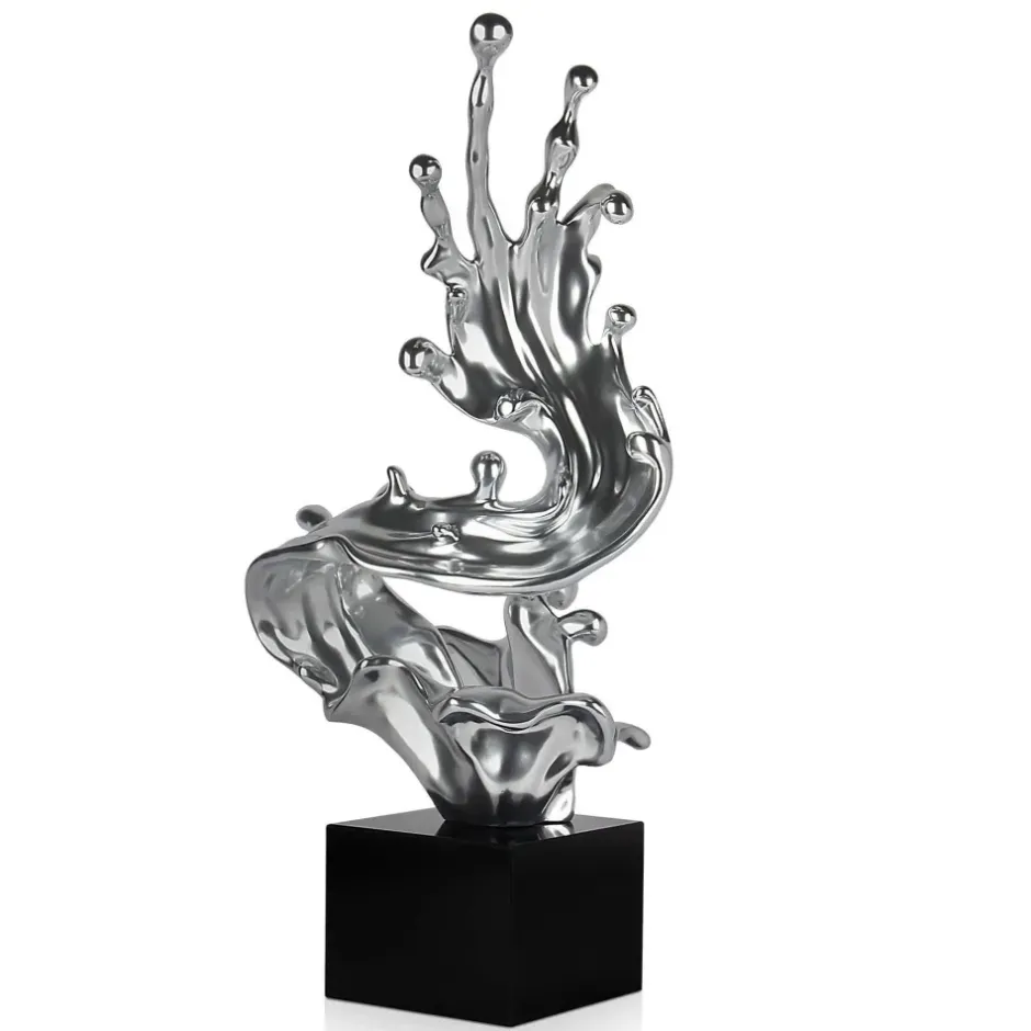 Statues & Sculptures Floor Standing|Abstract^Frozen Motion 86cm Silver Resin Indoor Sculpture