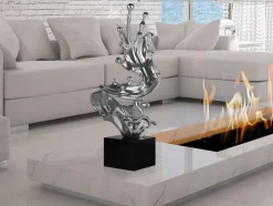 Statues & Sculptures Floor Standing|Abstract^Frozen Motion 86cm Silver Resin Indoor Sculpture