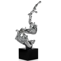 Statues & Sculptures Floor Standing|Abstract^Frozen Motion 86cm Silver Resin Indoor Sculpture