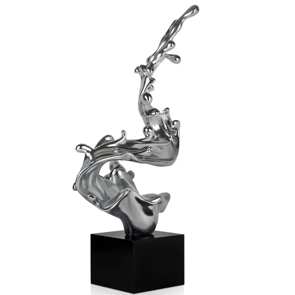Statues & Sculptures Floor Standing|Abstract^Frozen Motion 86cm Silver Resin Indoor Sculpture