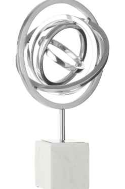Statues & Sculptures Table Top|Abstract^Galactic Sphere 43cm Silver Metal Indoor Sculpture