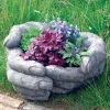 Statues & Sculptures Large|Round^Giant Cupped Hands Stone Garden Planter