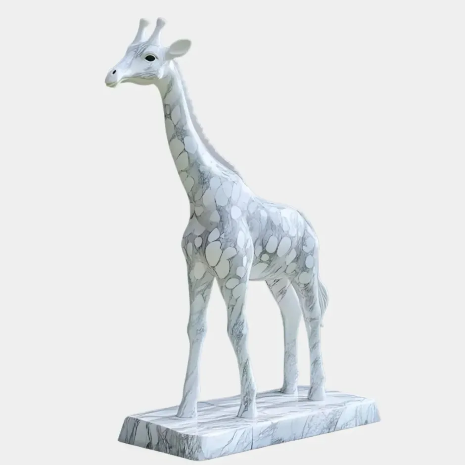 Statues & Sculptures Wildlife|Modern^Gigantic Giraffe 350cm White Marble Garden Statue v4
