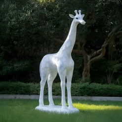 Statues & Sculptures Wildlife|Modern^Gigantic Giraffe 350cm White Marble Garden Statue v2