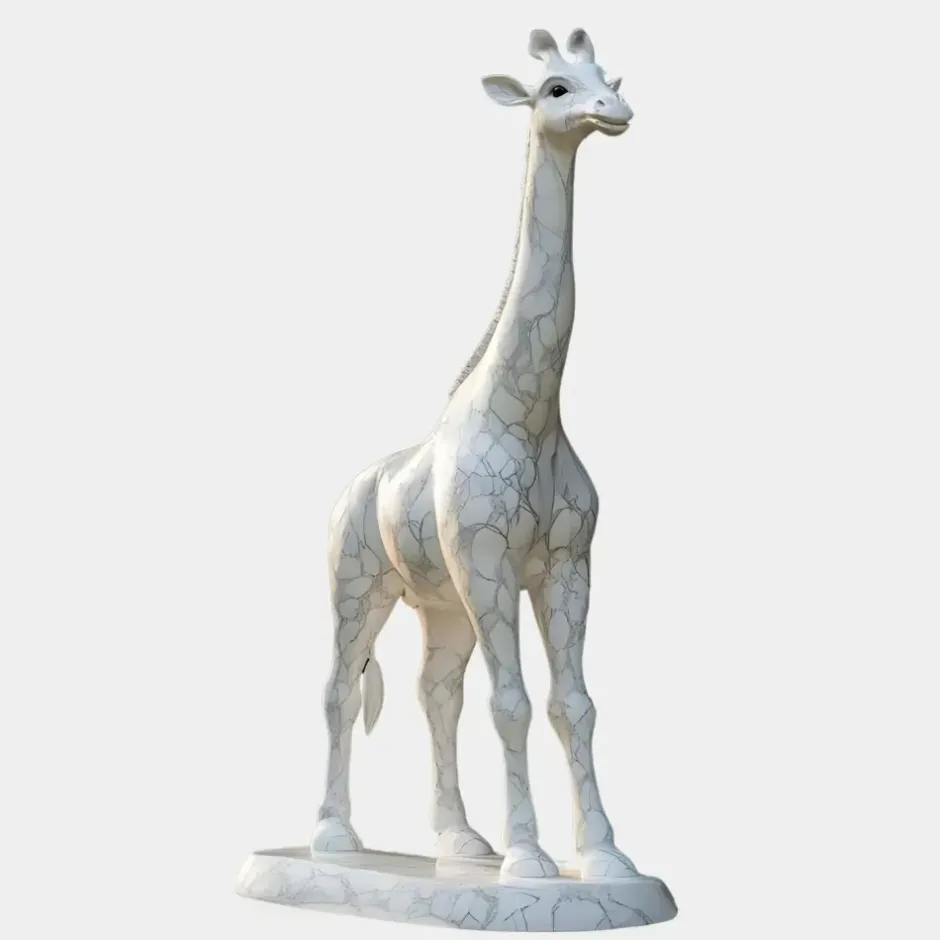 Statues & Sculptures Wildlife|Modern^Gigantic Giraffe 350cm White Marble Garden Statue v5