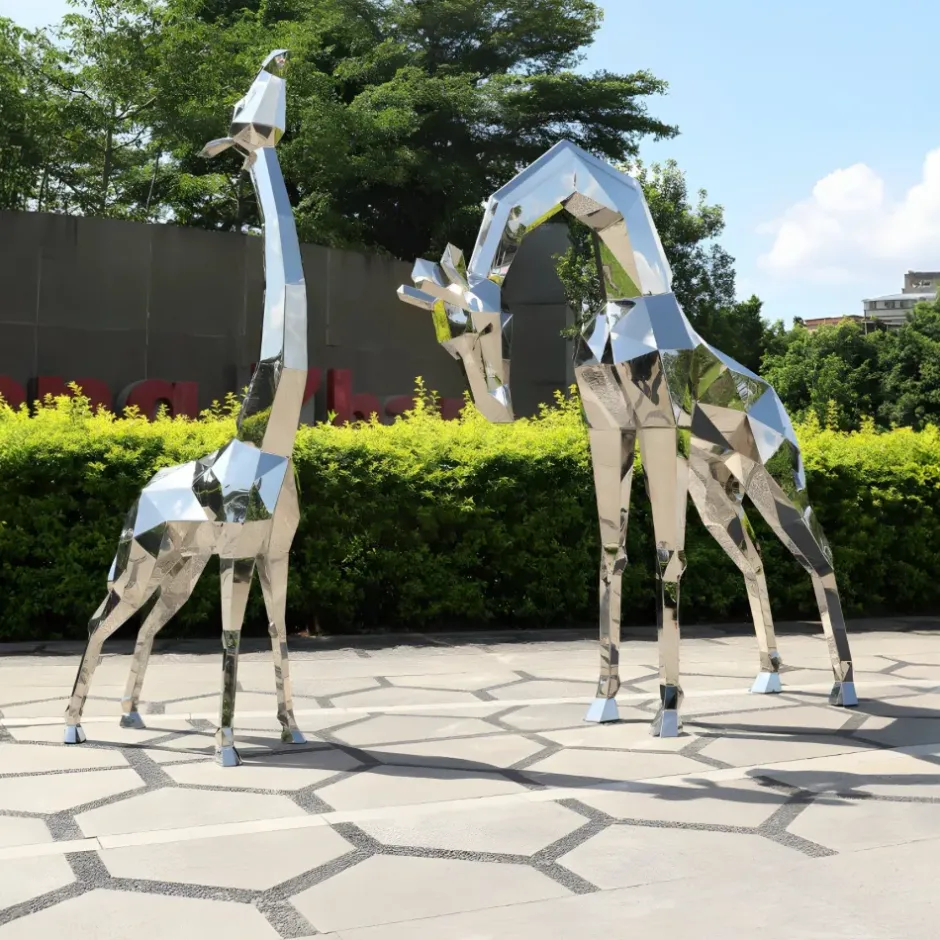 Statues & Sculptures Wildlife|Contemporary^Giraffe 181cm Geometric Metal Garden Sculpture