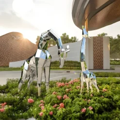 Statues & Sculptures Wildlife|Contemporary^Giraffe 200cm Geometric Metal Garden Sculpture