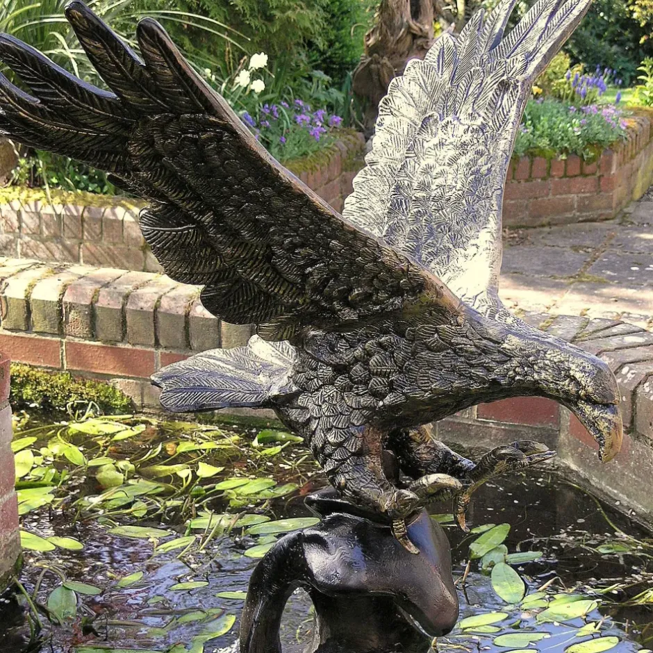 Statues & Sculptures Eagles^Golden Eagle on Wave Bronze Garden Statue