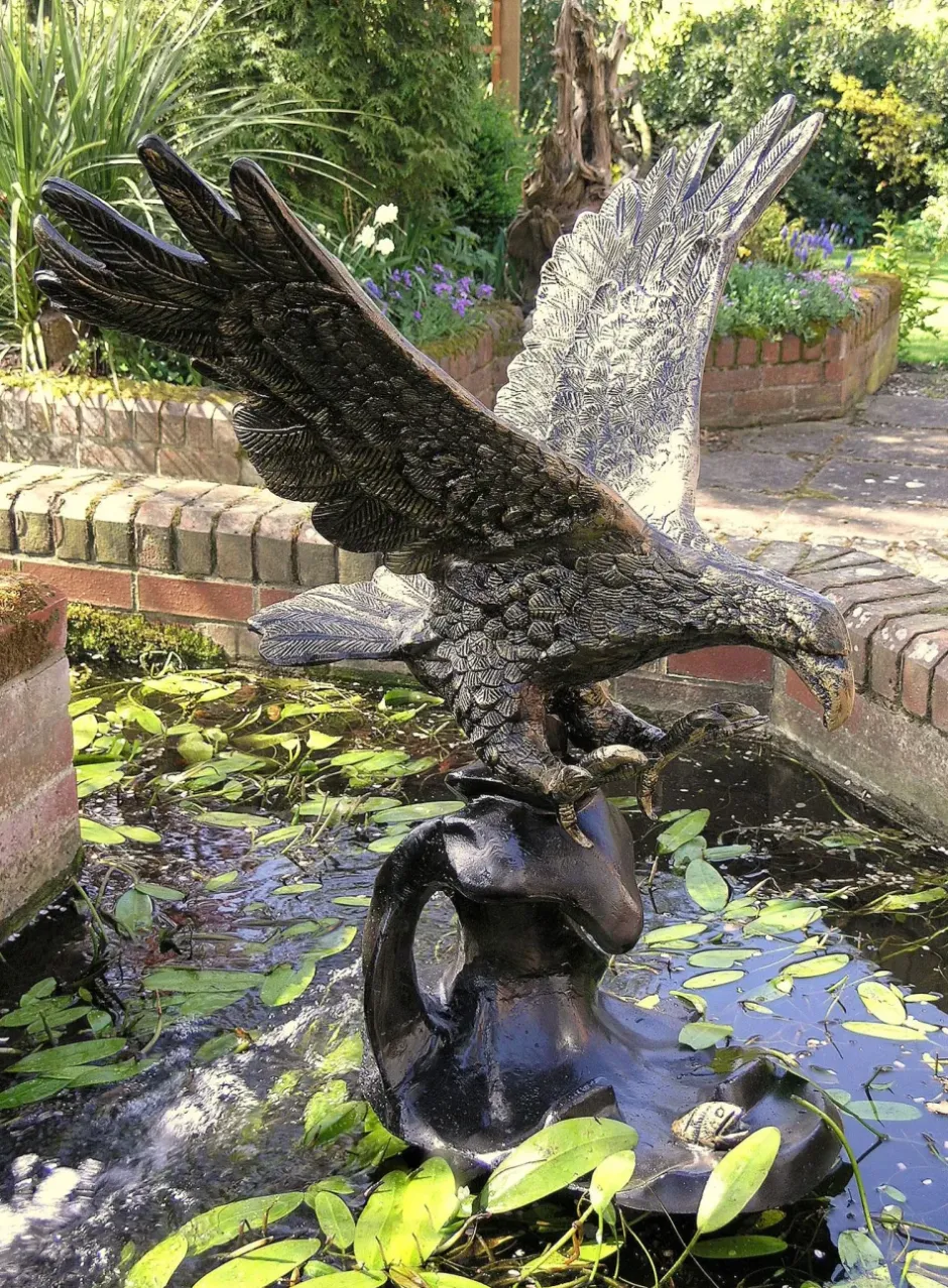 Statues & Sculptures Eagles^Golden Eagle on Wave Bronze Garden Statue
