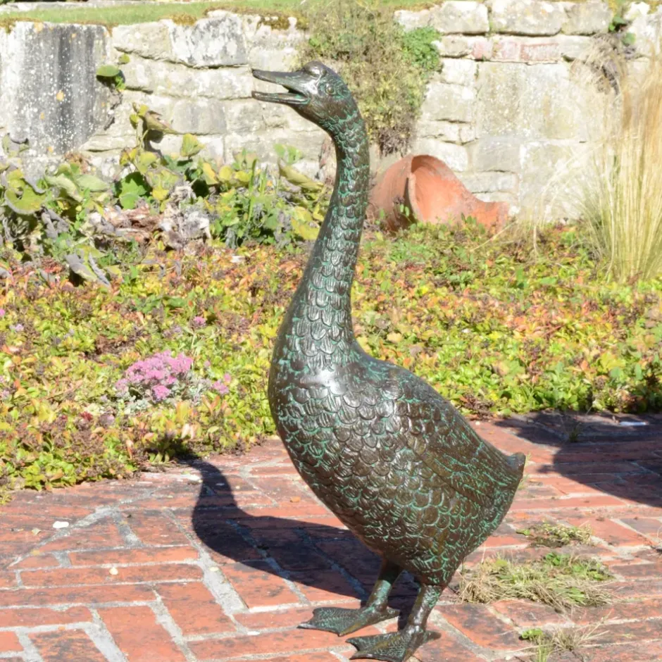 Statues & Sculptures Goose^Goose 66cm Bronze Metal Garden Ornament