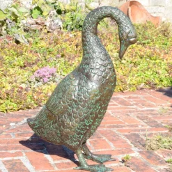 Statues & Sculptures Goose^Goose 55cm Bronze Metal Garden Ornament