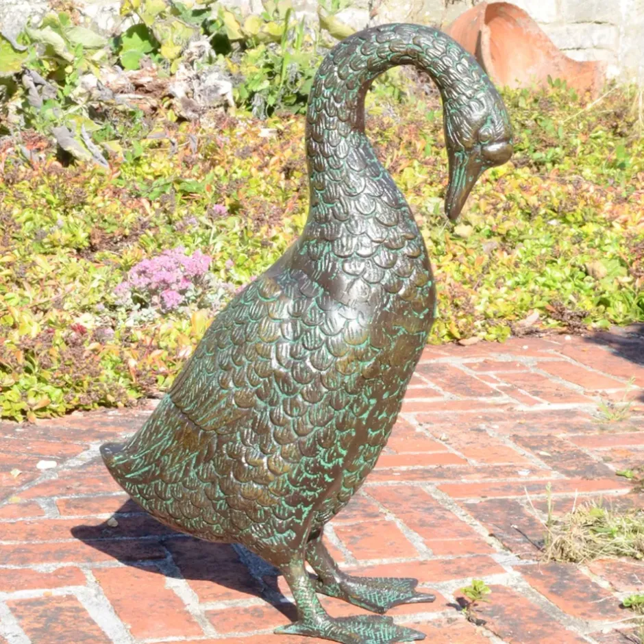 Statues & Sculptures Goose^Goose 55cm Bronze Metal Garden Ornament