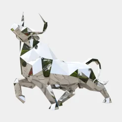 Statues & Sculptures Farm|Contemporary^Grand Bull 200cm Geometric Metal Garden Sculpture