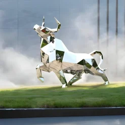 Statues & Sculptures Farm|Contemporary^Grand Bull 200cm Geometric Metal Garden Sculpture