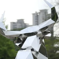 Statues & Sculptures Farm|Contemporary^Grand Bull 200cm Geometric Metal Garden Sculpture