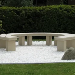 Statues & Sculptures Stone Benches^Grand Curved Modern Stone Garden Bench
