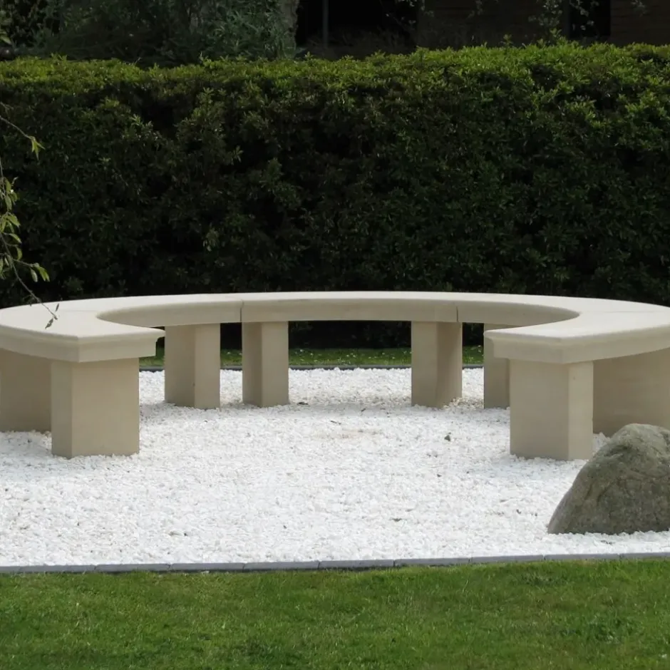 Statues & Sculptures Stone Benches^Grand Curved Modern Stone Garden Bench