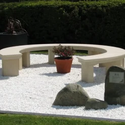 Statues & Sculptures Stone Benches^Grand Curved Modern Stone Garden Bench