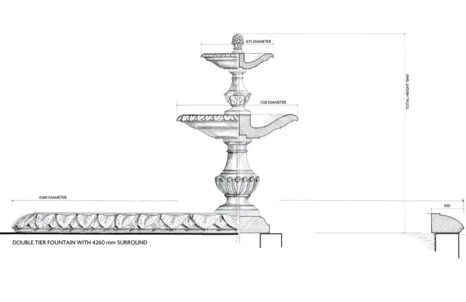 Statues & Sculptures Water Features^Grand Double Tier 4m Sandstone Stone Water Fountain Feature