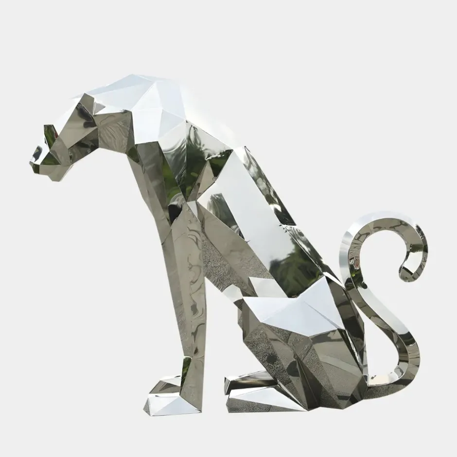 Statues & Sculptures Low Poly|Animals^Grand Panther 87cm Geometric Metal Garden Sculpture