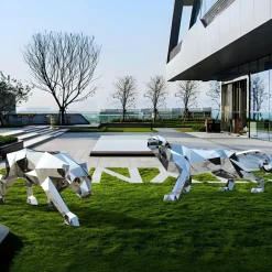 Statues & Sculptures Low Poly|Animals^Grand Panther 87cm Geometric Metal Garden Sculpture