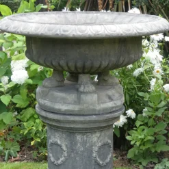 Statues & Sculptures Large|Round^Grand Tazza Stone Garden Planter on Pedestal