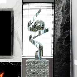 Statues & Sculptures Table Top|Floor Standing^Gravity Sphere 92cm Silver Metal Indoor Sculpture