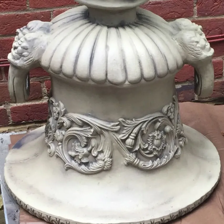 Statues & Sculptures Large|Round^Grecian Stone Garden Planter Urn on Pedestal