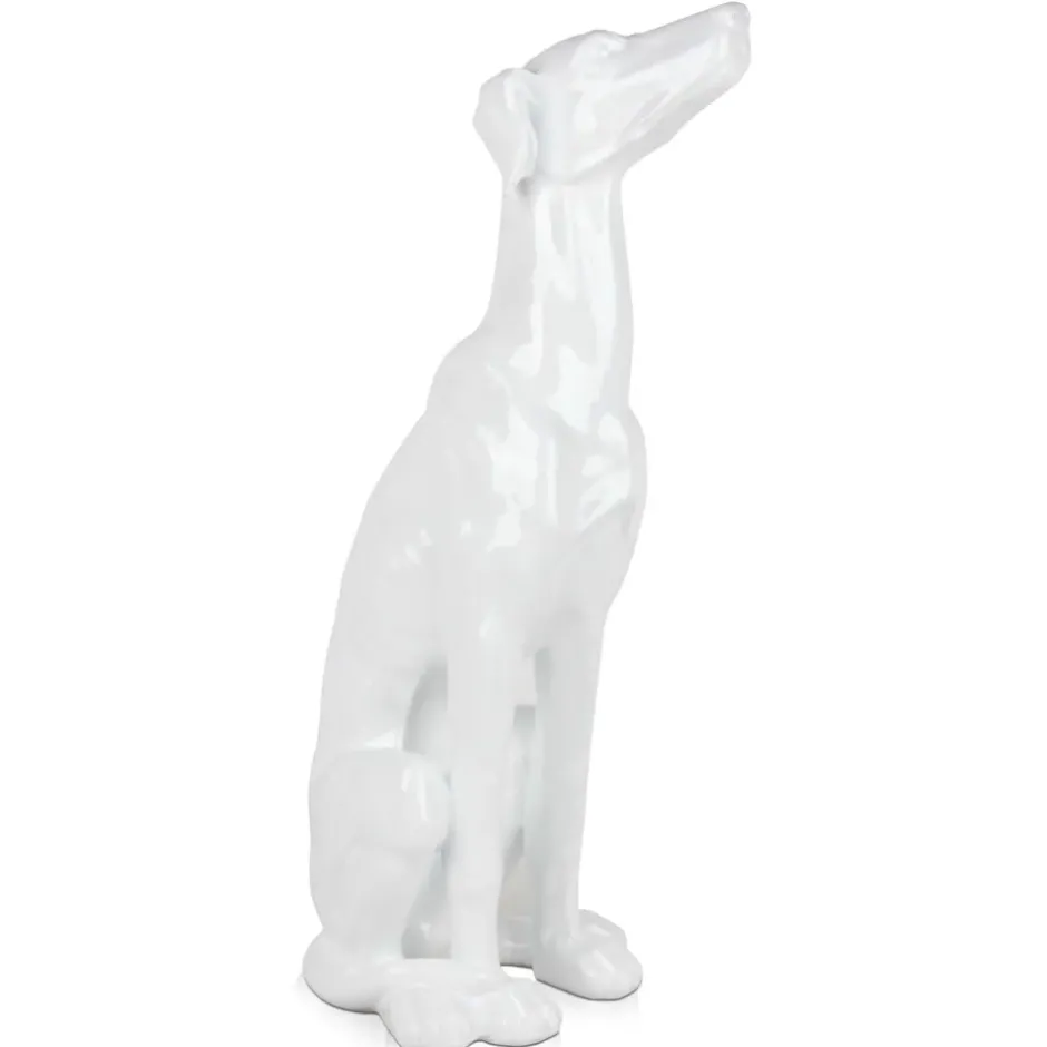 Statues & Sculptures Floor Standing|Animals^Guardian Greyhound 81cm White Resin Indoor Sculpture