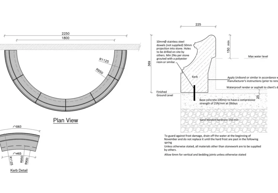 Statues & Sculptures Water Features^Half Circle Medium Stone Pool Surround Water Feature