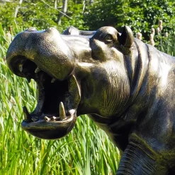 Statues & Sculptures Wildlife^Happy Hippo Bronze Metal Garden Statue