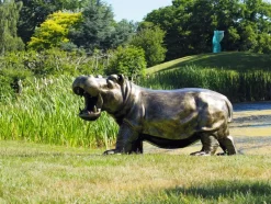 Statues & Sculptures Wildlife^Happy Hippo Bronze Metal Garden Statue
