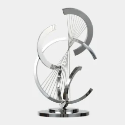 Statues & Sculptures Table Top|Floor Standing^Harmonic Strings 80cm Silver Metal Indoor Sculpture