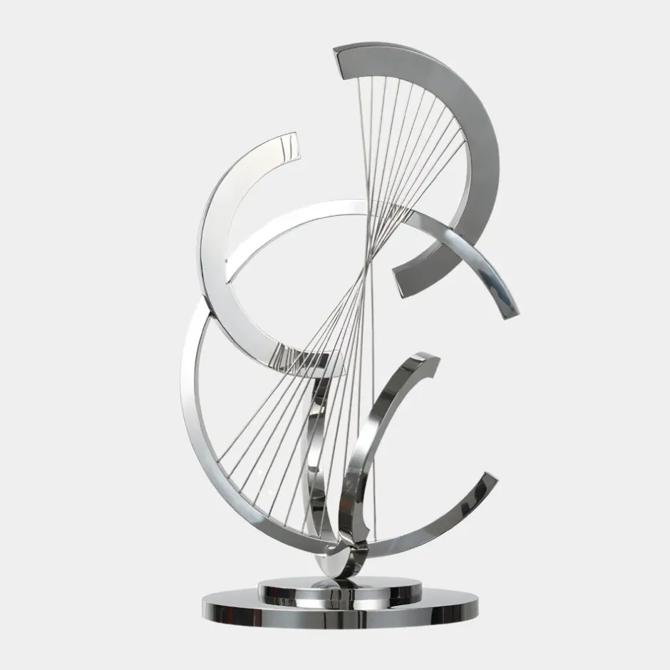 Statues & Sculptures Table Top|Floor Standing^Harmonic Strings 80cm Silver Metal Indoor Sculpture