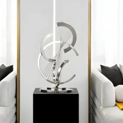 Statues & Sculptures Table Top|Floor Standing^Harmonic Strings 80cm Silver Metal Indoor Sculpture