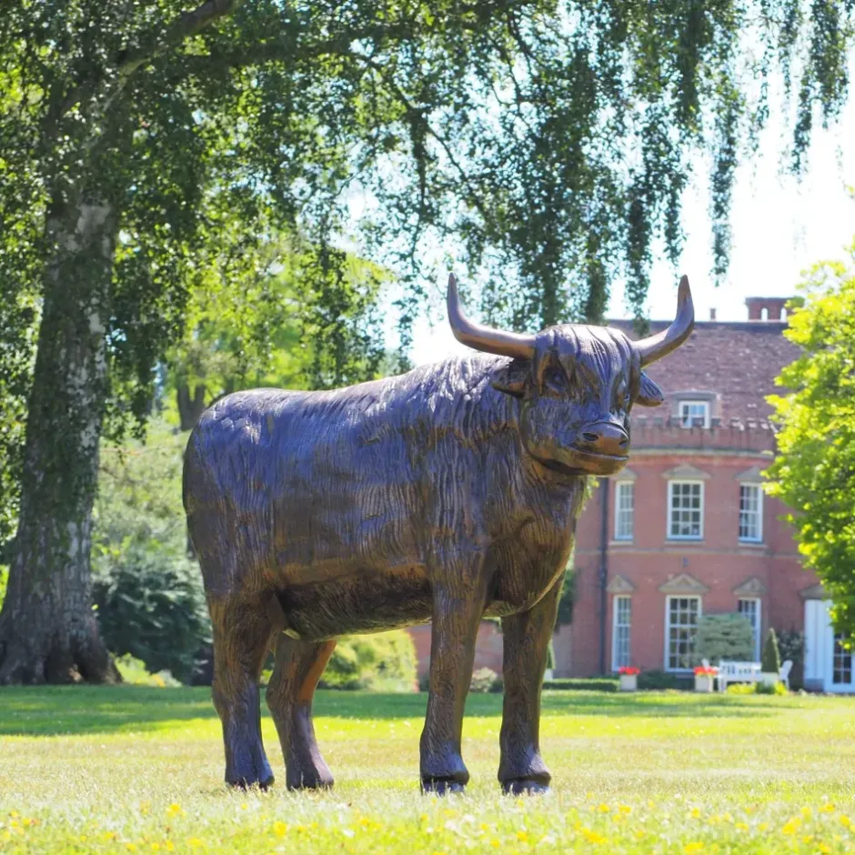 Statues & Sculptures Farm^Highland Cow Bronze Metal Garden Statue
