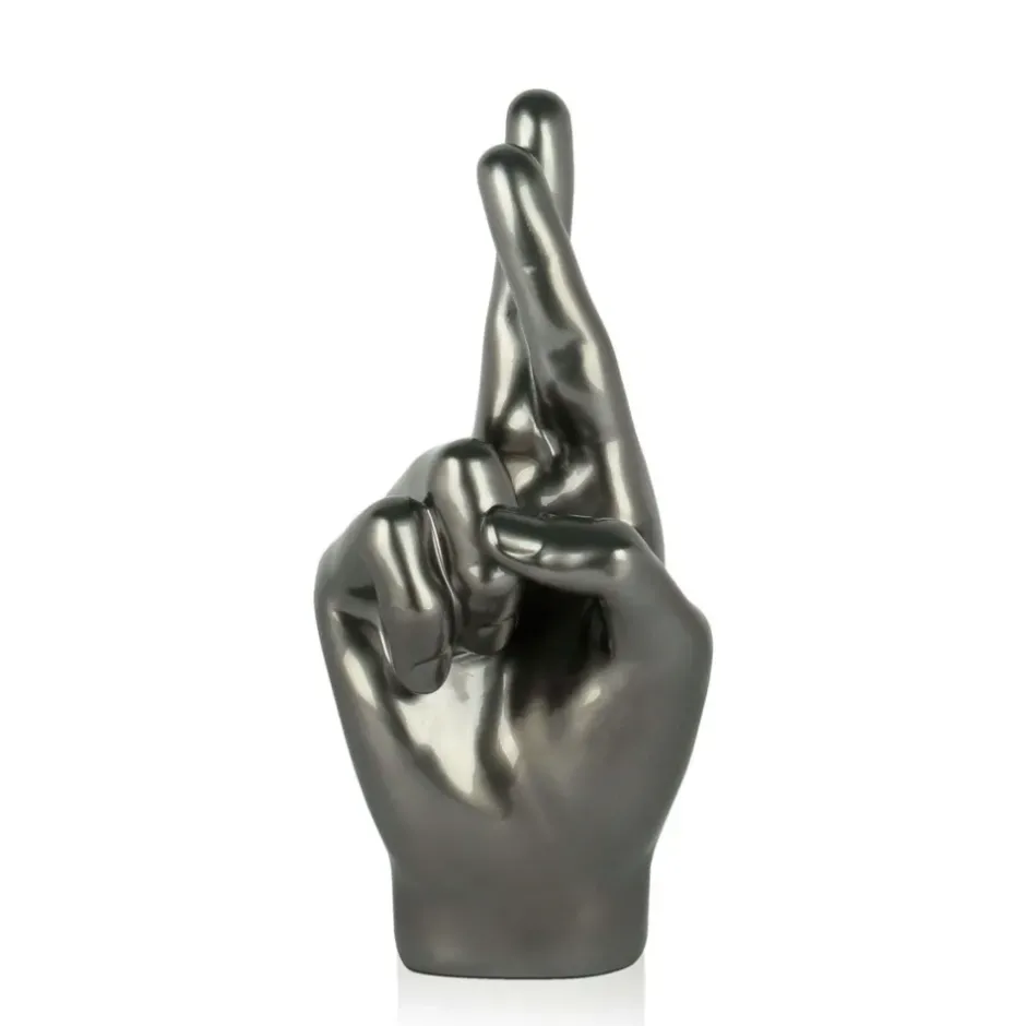 Statues & Sculptures Table Top|Contemporary^Hope Hand 28cm Anthracite Resin Indoor Sculpture